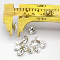 8.8mm x 8mm Rhinestone Hearts, Foiled Crystal Faceted Point Back Gems (12)