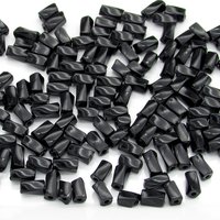 7x3.4mm Twisted Square Tubes, Opaque Jet Black Preciosa Czech Glass