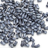 7x3.4mm Twisted Square Tubes, Opaque Gunmetal Gray Preciosa Czech Glass