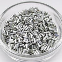 Size 2 Bugle Beads, Matte Aluminum Silver Czech Glass, 4.5mm Tiny Tubes