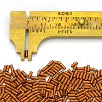 Size 2 Bugle Beads, Matte Copper Czech Glass, 4.5mm Tiny Tubes