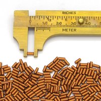 Size 2 Bugle Beads, Matte Copper Czech Glass, 4.5mm Tiny Tubes