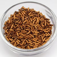 Size 2 Bugle Beads, Matte Copper Czech Glass, 4.5mm Tiny Tubes