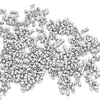 Size 1 Bugle Beads, Matte Aluminum Silver Czech Glass, 2.5mm Tiny Tubes