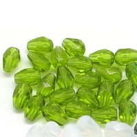 Olivine 7x5mm Faceted Teardrops, Czech Fire Polished Glass Beads