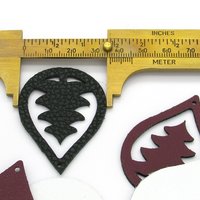 2" Large Teardrops with Pine Tree Cut-Outs, Top Grain Leather Shapes for Layered Christmas Pendants