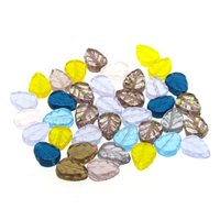 Flat Leaf Beads, Czech Pressed Glass 10x8mm Veined Birch