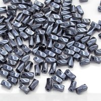 7x3.4mm Twisted Square Tubes, Opaque Gunmetal Gray Preciosa Czech Glass
