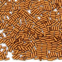 Size 2 Bugle Beads, Matte Copper Czech Glass, 4.5mm Tiny Tubes