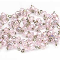 Vintage 4x6mm Faceted Rondelles, Iridescent Rose Glass Beads