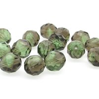 10mm Faceted Beads, Green and Brown Fire Polished Rounds