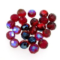 10mm Faceted Round Beads, Translucent Red Czech Fire Polished Glass Spacers, Bright Siam AB or Rich Garnet Shades