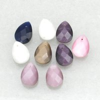 Faceted Flat Briolette Mix, Fiber Optic Glass Cat's Eye Teardrop Beads