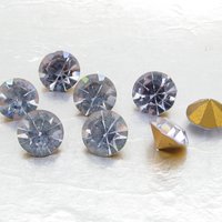 48ss Light Blue Point Back Rhinestones, Vintage Faceted Round Foiled Chatons (8)