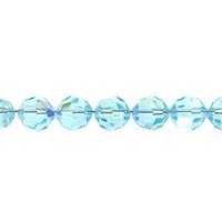 10mm Faceted Round Beads, Vintage Aqua AB Czech Machine Cut Crystal, Iridescent Pastel Blue-Green Spacers (12)