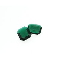 Vintage 14x12mm Octagon Baguette Rhinestones, Unfoiled Green Glass Point Back Gems