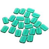 15.5mm Flat Rectangle Beads, 15.5x10mm Translucent Green Czech Pressed Glass
