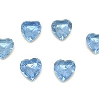 15mm Light Sapphire Heart Rhinestones, Vintage Point Back Glass Gems (6)