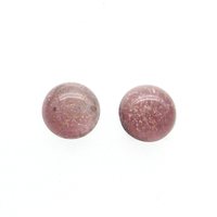 15mm Round Cabochons, Purple and Gold Lampwork Glass Stones (2)