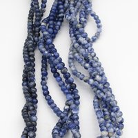 4mm Round Sodalite Beads, Opaque Blue Polished Semiprecious Gemstone Unfaceted Spacers