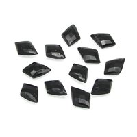 9x7mm Jet Kite Briolettes, Faceted Czech Glass Fire Polished Angular Drop Beads