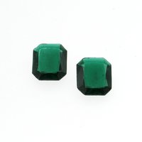 Vintage 14x12mm Octagon Baguette Rhinestones, Unfoiled Green Glass Point Back Gems