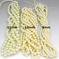 Light Cream Glass Pearls, 8mm 10mm 12mm Round Warm Off White Lustre Beads (50)