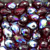Garnet AB Faceted Teardrop Beads