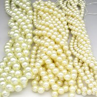 Light Cream Glass Pearls, 8mm 10mm 12mm Round Warm Off White Lustre Beads (50)