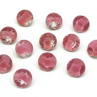 60ss Rose Pink Givre Rhinestone Dentelles, Vintage 14mm Faceted 2-Tone Point Back Glass Gems (12)