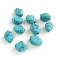 Opaque Turquoise 19x14mm Polygon Imitation Stone Beads