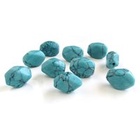 Opaque Turquoise 19x14mm Polygon Imitation Stone Beads