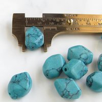 Opaque Turquoise 19x14mm Polygon Imitation Stone Beads