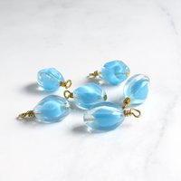 21mm Handmade Charms with Wire Wrapped Vintage Glass Beads (6)
