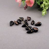 13mm Vintage Black Teardrop Glass Stones (24)