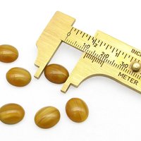 Vintage 12x10mm Oval Cabochons, Golden Brown Moonglow Flat Back Glass Stones