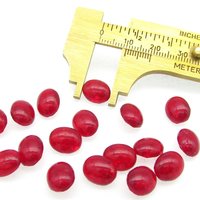 Vintage 10x8mm Oval Glass Gems, Unfoiled Siam Red Crackle Domed Rhinestones (17)