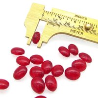Vintage 10x8mm Oval Glass Gems, Unfoiled Siam Red Crackle Domed Rhinestones (17)