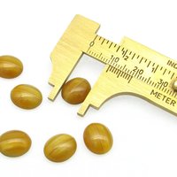 Vintage 12x10mm Oval Cabochons, Golden Brown Moonglow Flat Back Glass Stones