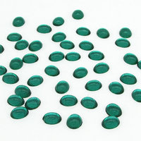 10x8mm Oval Glass Cabochons, Foiled Emerald Green (12)