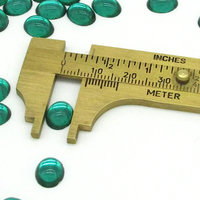 10x8mm Oval Glass Cabochons, Foiled Emerald Green (12)