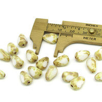 11x8mm Teardrop 3-Cut Picasso Window Beads, Czech Fire Polished Pears