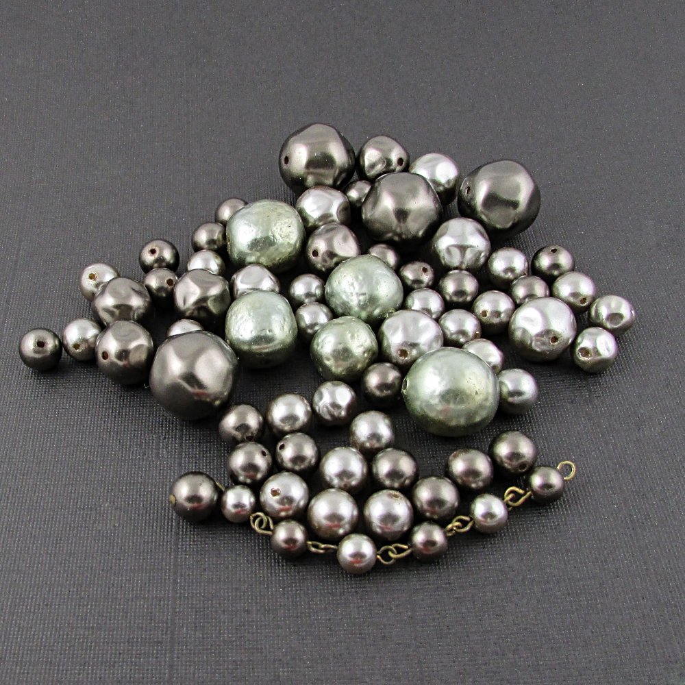 Vintage Gray Faux Pearl Bead Mix