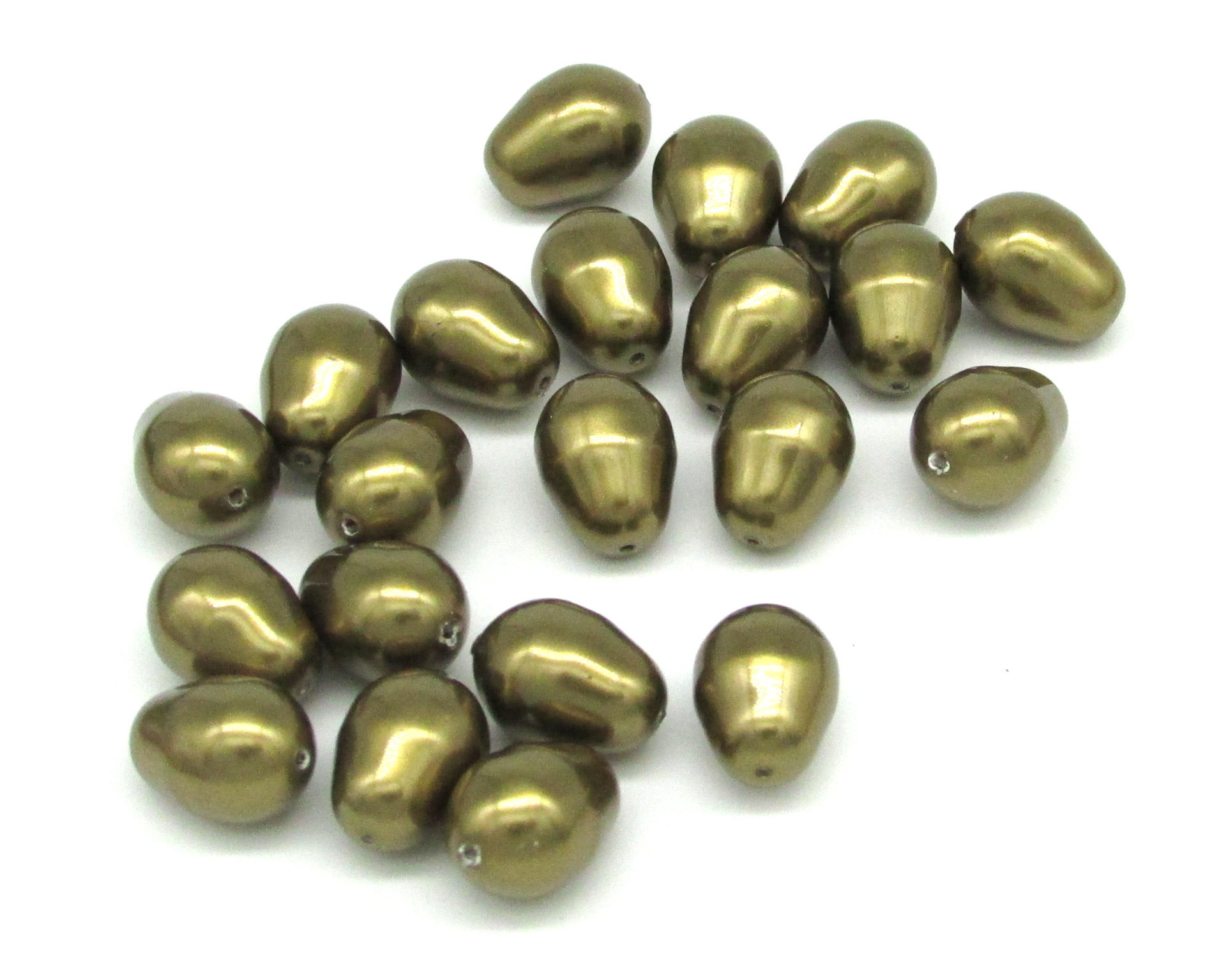 11x8mm Baroque Teardrops, Antique Brass Crystal Pearl Beads