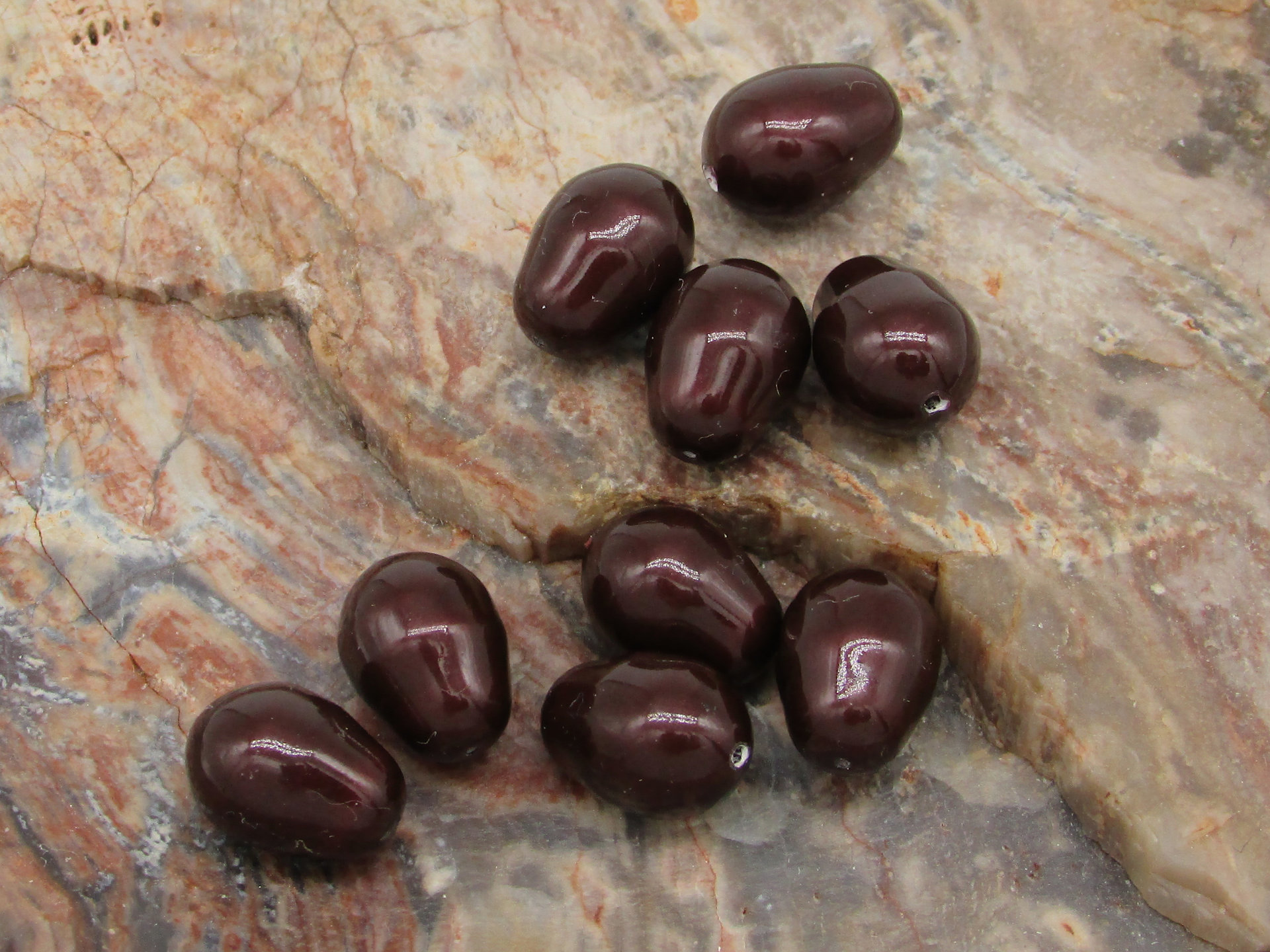 11x8mm Baroque Teardrops, Maroon Crystal Pearl Beads