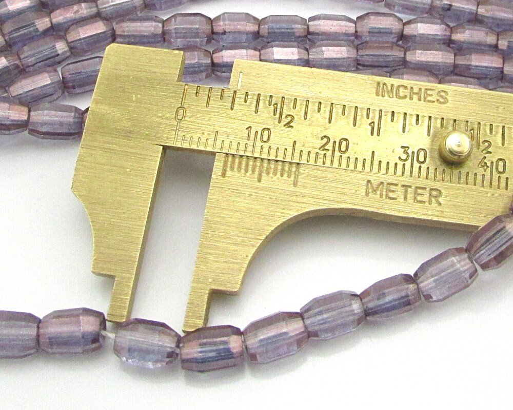 7mm Faceted Oval Beads, Amethyst AB Czech Glass Fire Polished Barrels