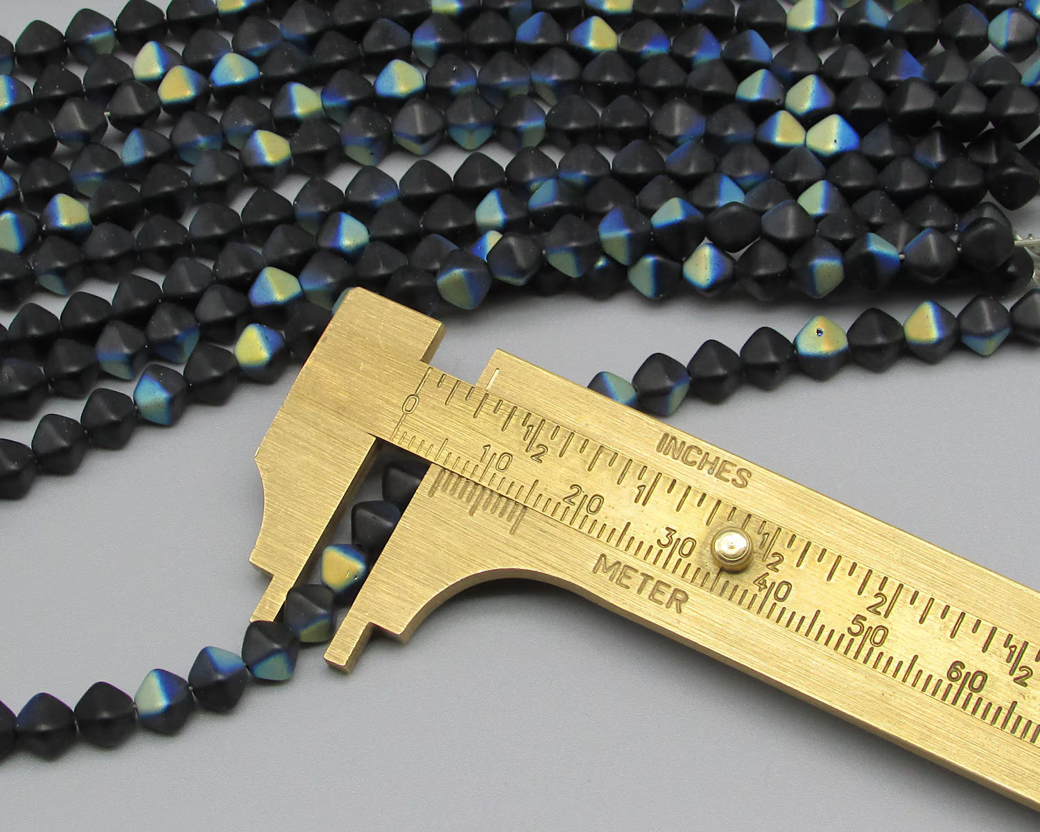 6mm Matte Jet AB Bicones, Iridescent Czech Pressed Glass Beads