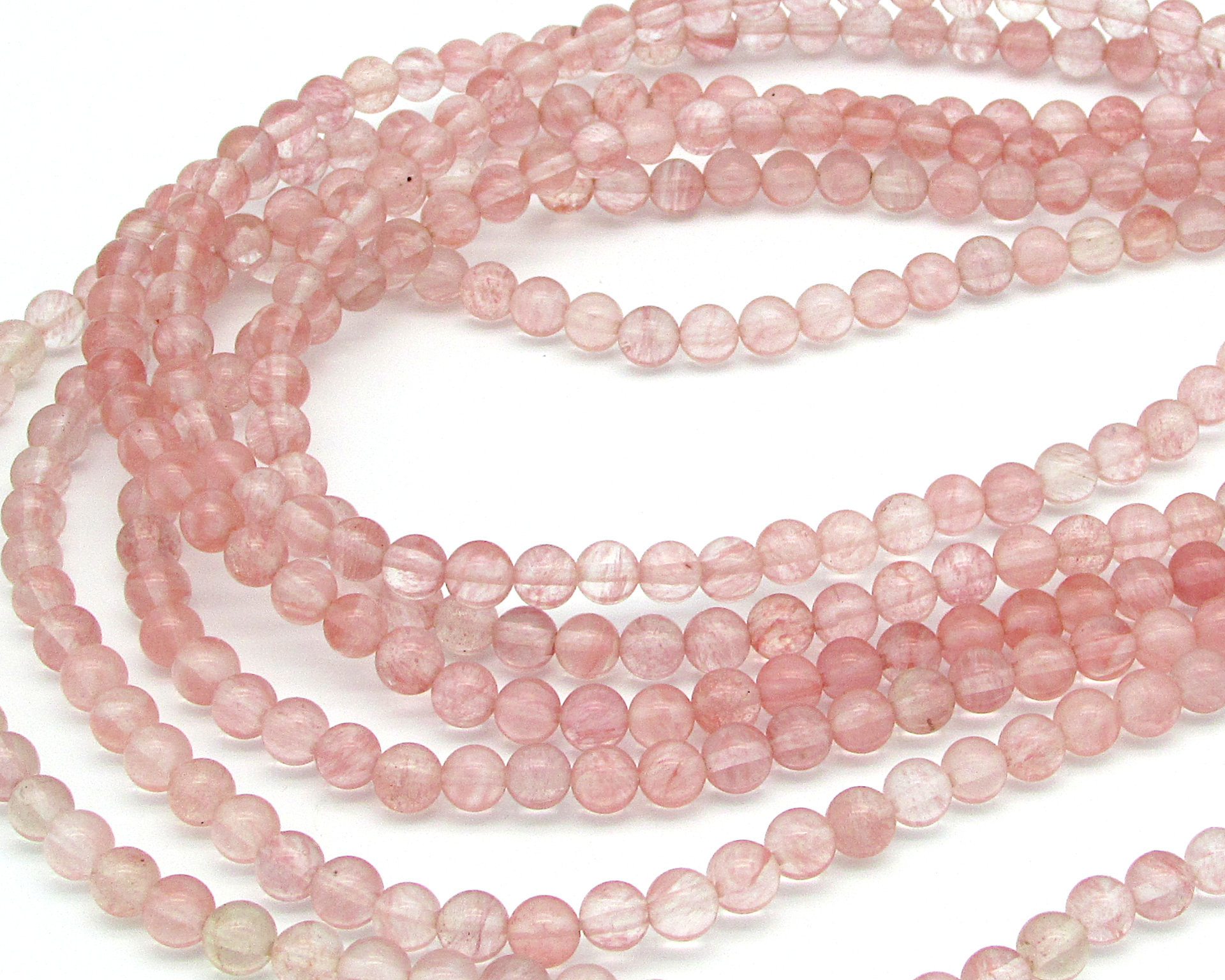 6mm Cherry Quartz Beads, Pink Faux Gemstone Glass Rounds, 15.75" Strand