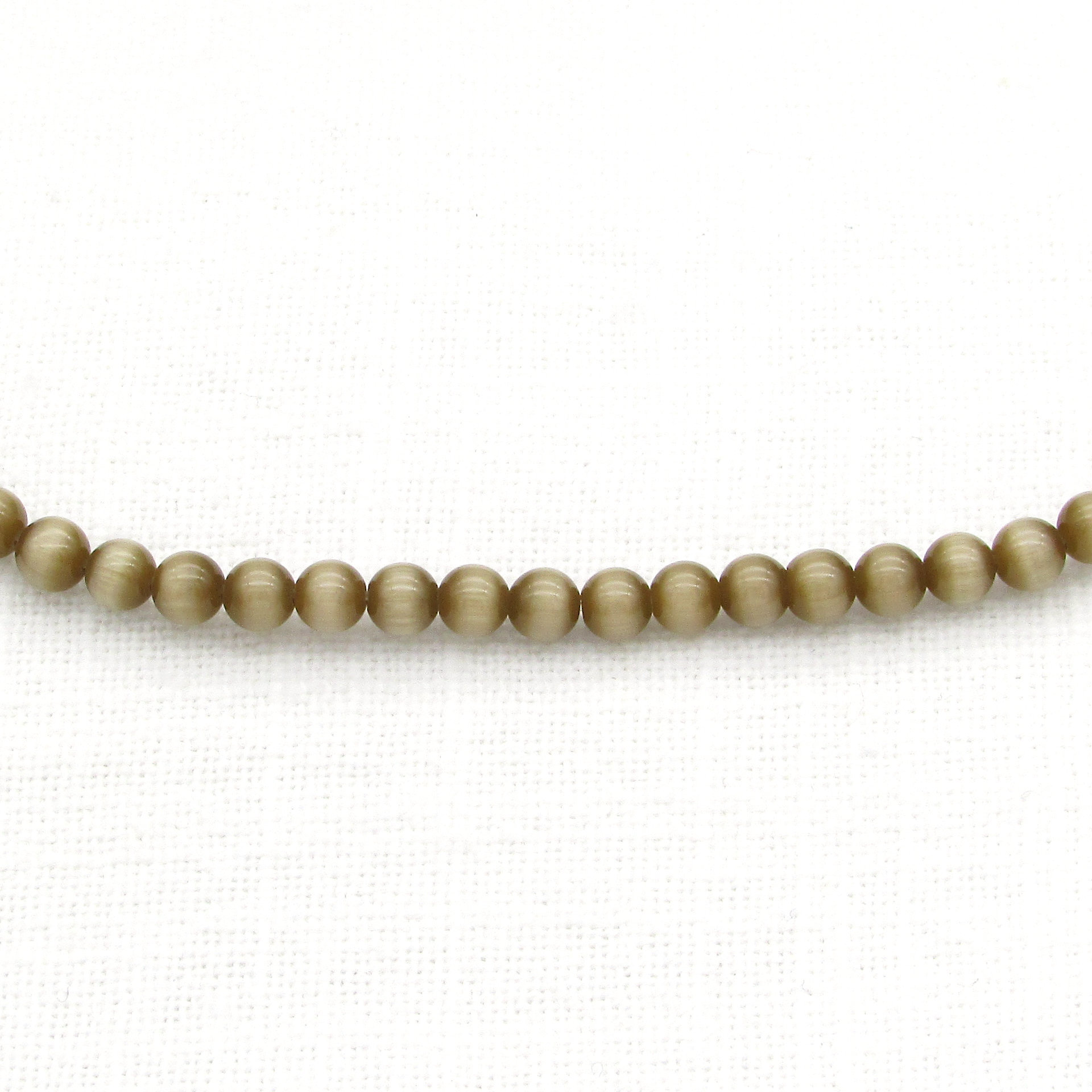 4mm Round Tan Glass Cats Eye Beads