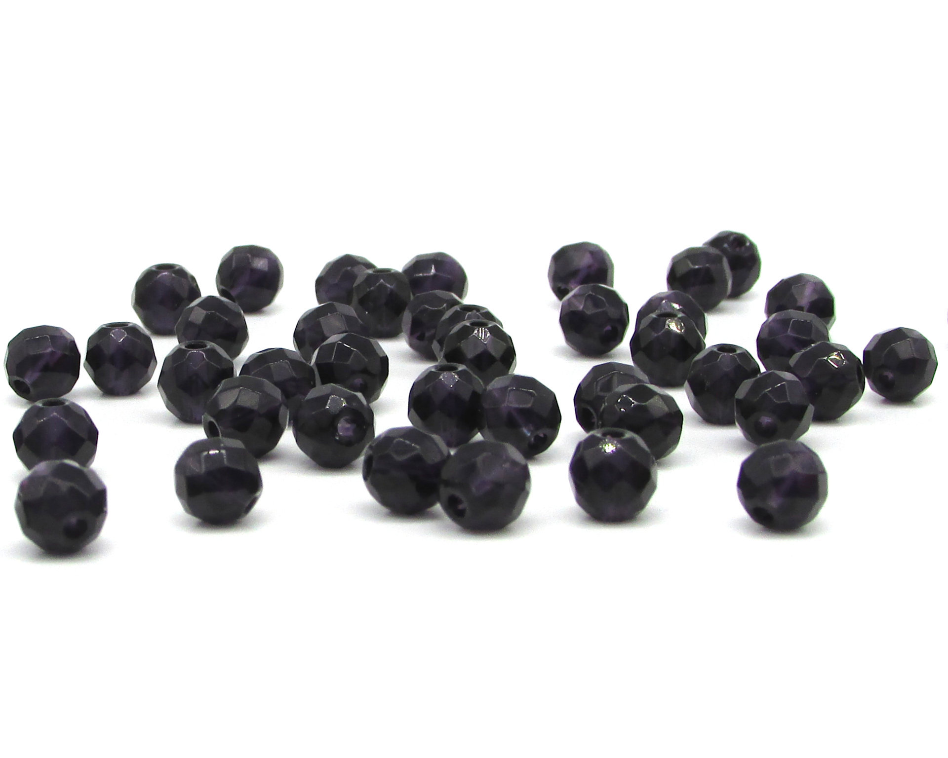 Dark Purple 6mm Round Faceted Glass Beads (46)